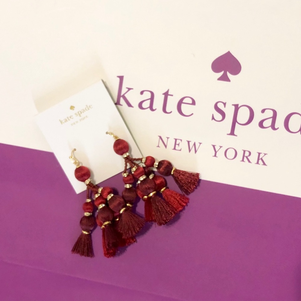 Kate’s Spade ♠️ NWT Dark Red Tassel Earrings - Picture 3 of 7